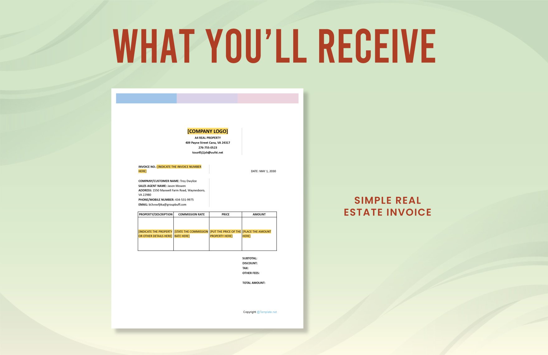 Simple Real Estate Invoice Template