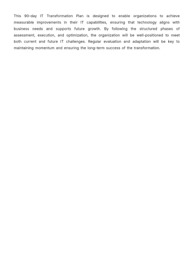 Free 90-Day IT Transformation Plan Template to Edit Online