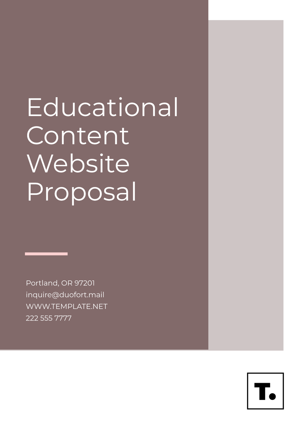 Educational Content Website Proposal Template - Edit Online & Download