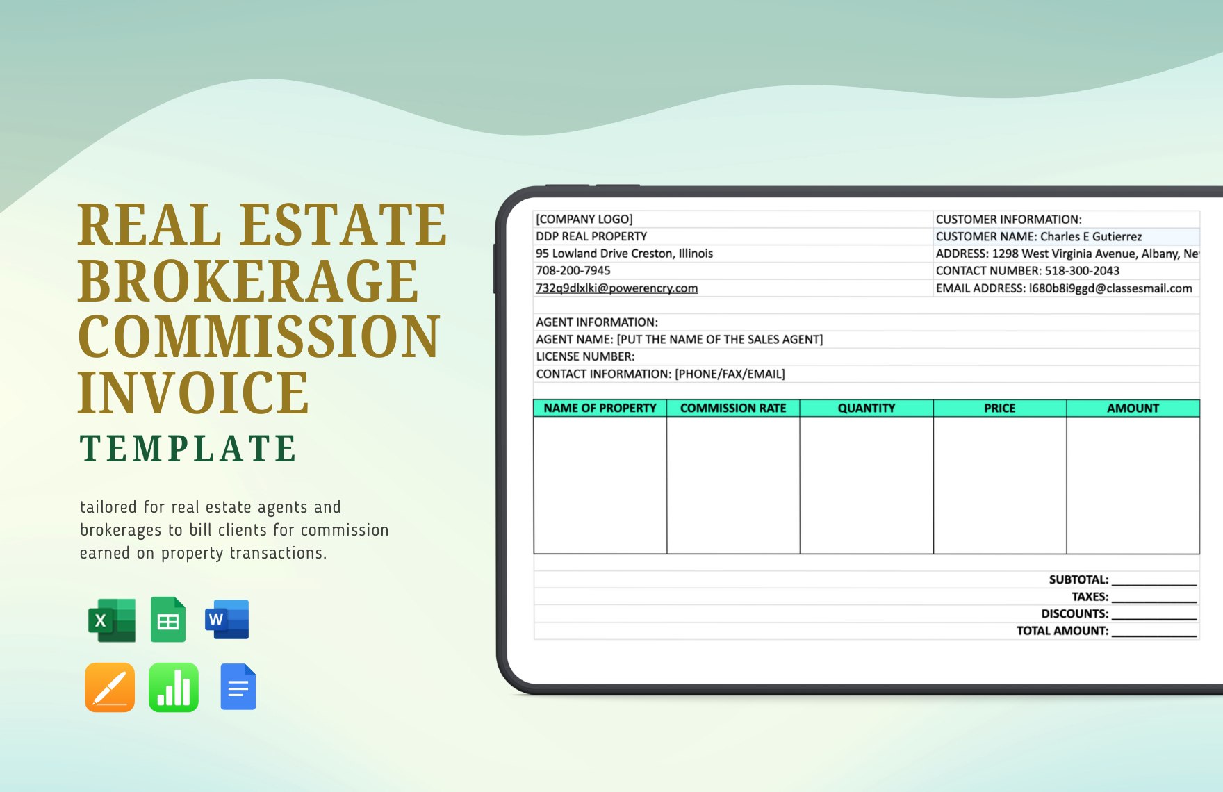 Real Estate Commission Invoice Template