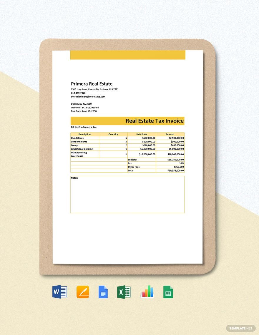 Real Estate Tax Invoice Template