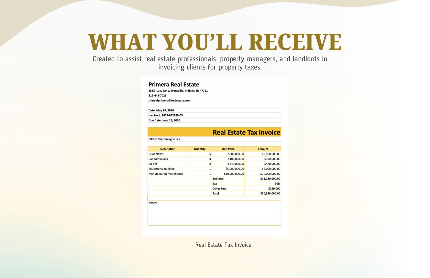 Real Estate Tax Invoice Template