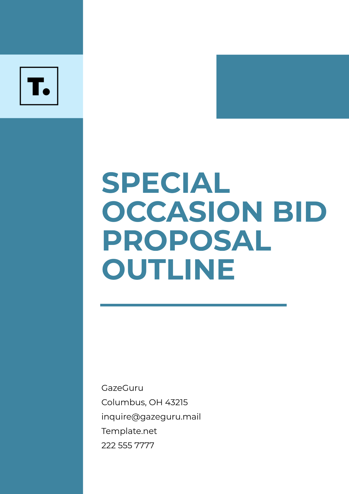 Special Occasion Bid Proposal Outline Template - Edit Online & Download