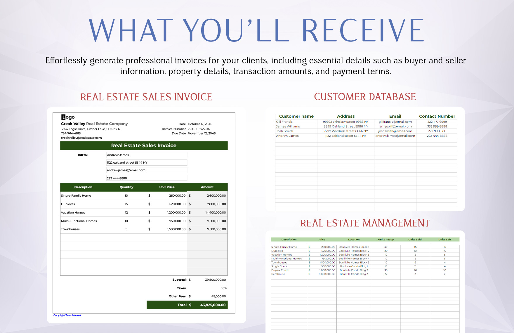 Real Estate Sales Invoice Template