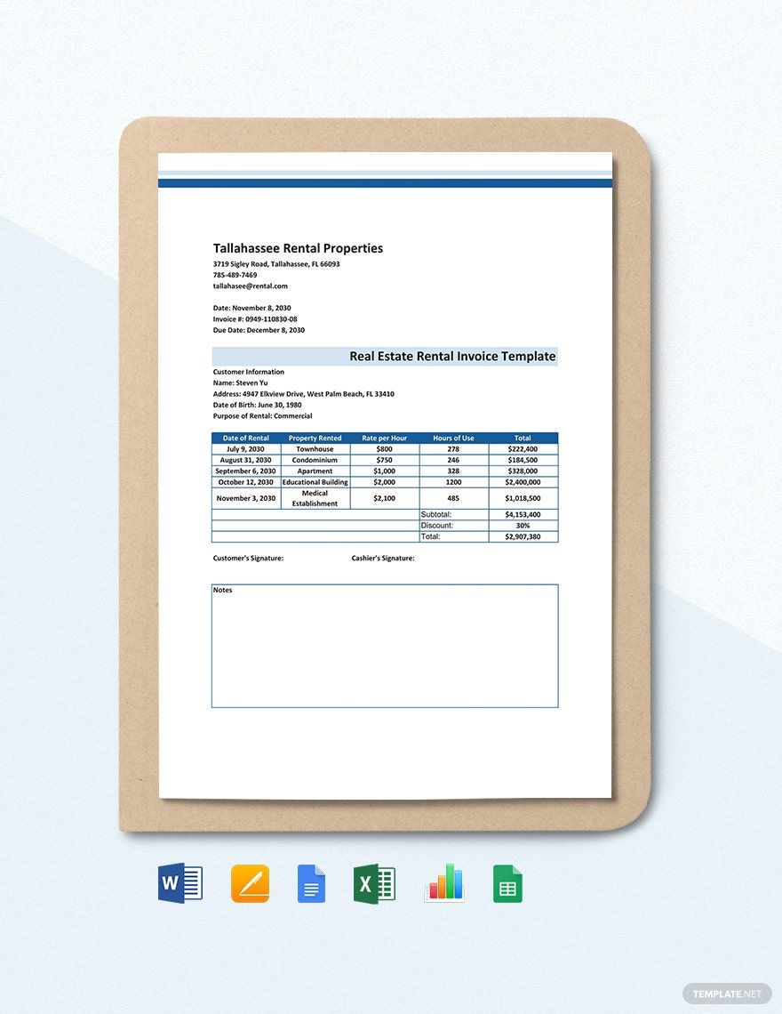 Real Estate Rental Invoice Template