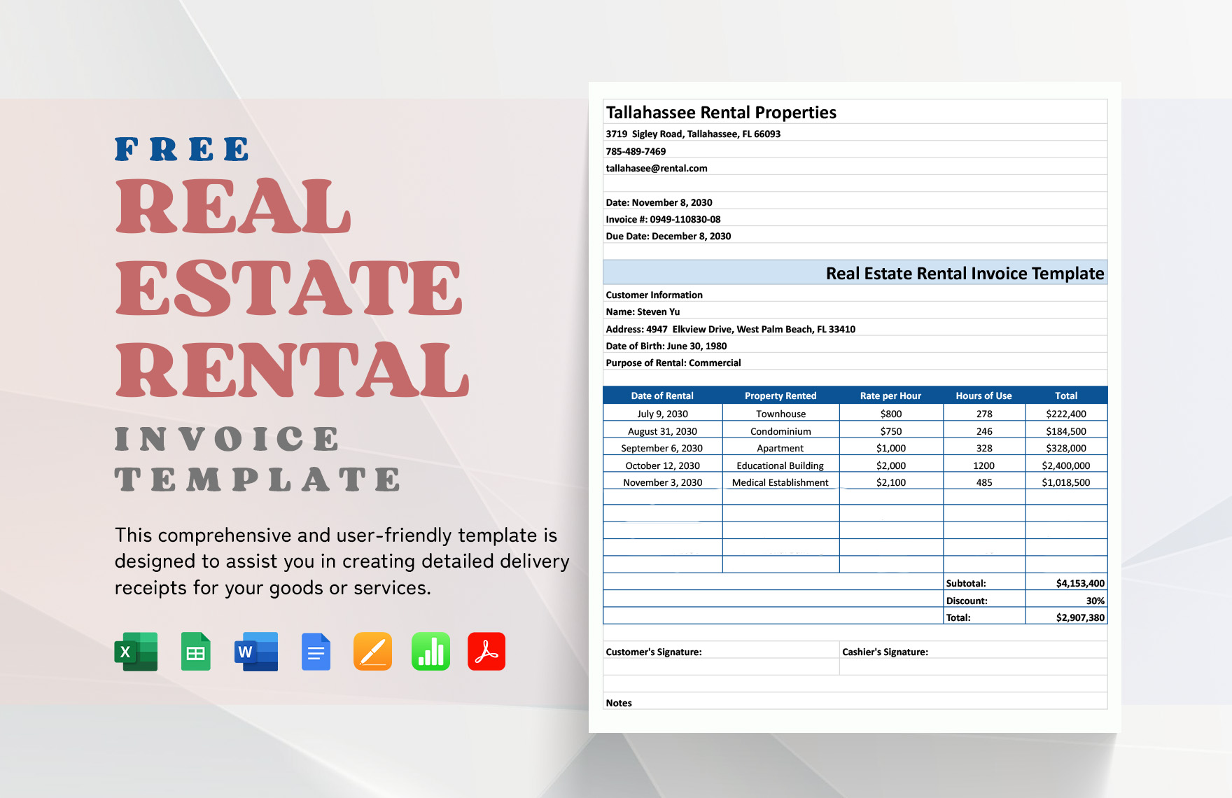 Real Estate Rental Invoice Template