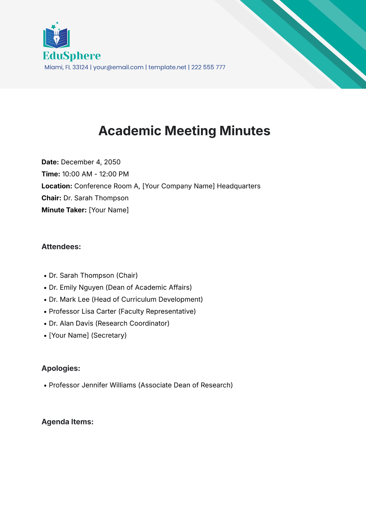 Academic Meeting Minutes Template - Edit Online & Download