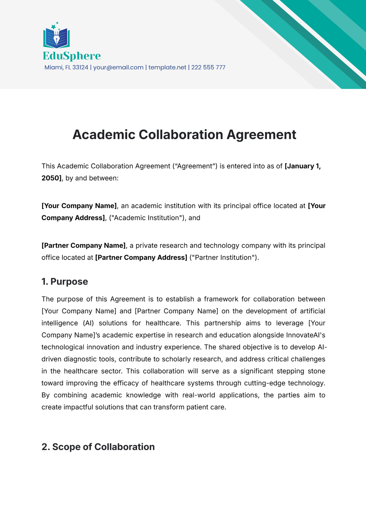 Academic Collaboration Agreement Template - Edit Online & Download