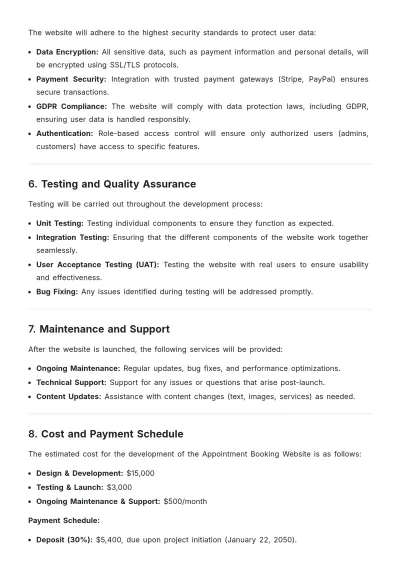 Free Appointment Booking Website Proposal Template to Edit Online