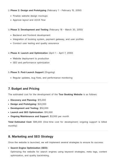 Free Tour Booking Website Proposal Template to Edit Online