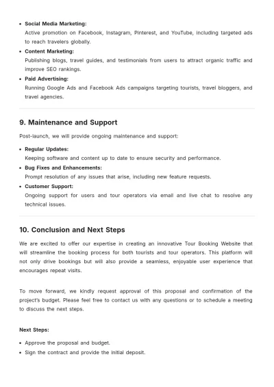 Free Tour Booking Website Proposal Template to Edit Online