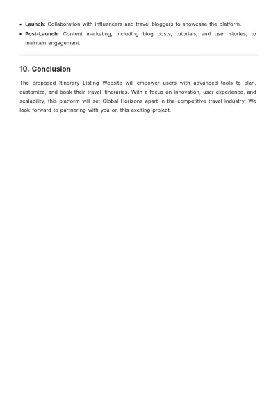 Free Itinerary Listing Website Proposal Template to Edit Online