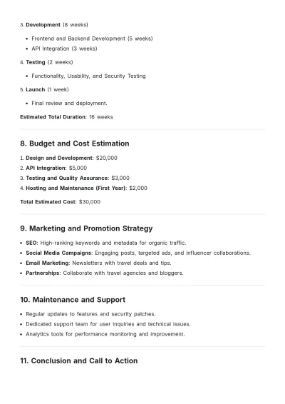 Free Vacation Planner Website Proposal Template to Edit Online