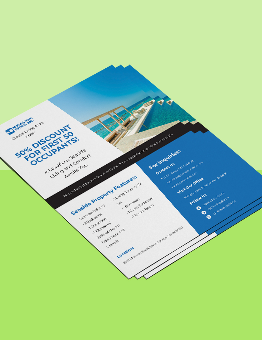 Seaside Real Estate Flyer Template Format