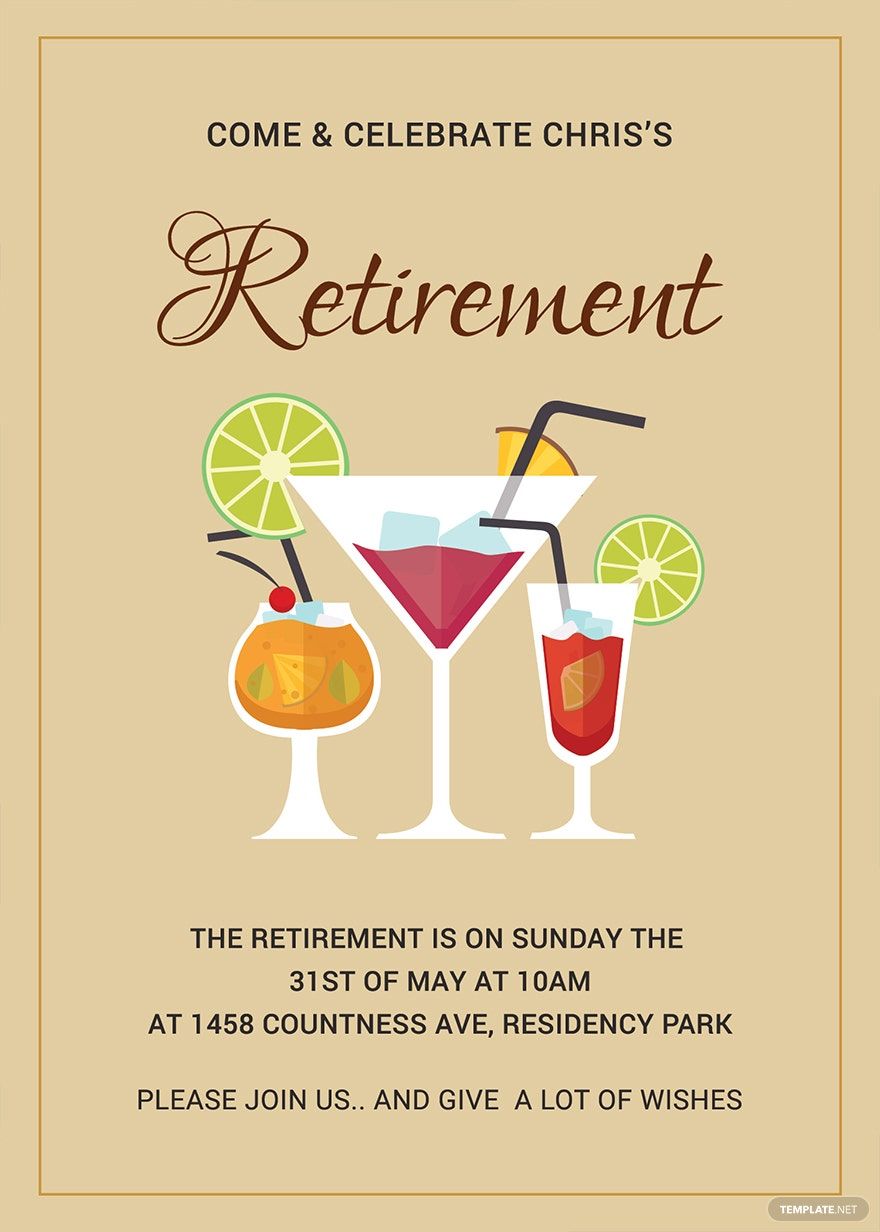 Printable Retirement Party Invitation Template in Word, Illustrator, PSD, Apple Pages, Publisher, Outlook