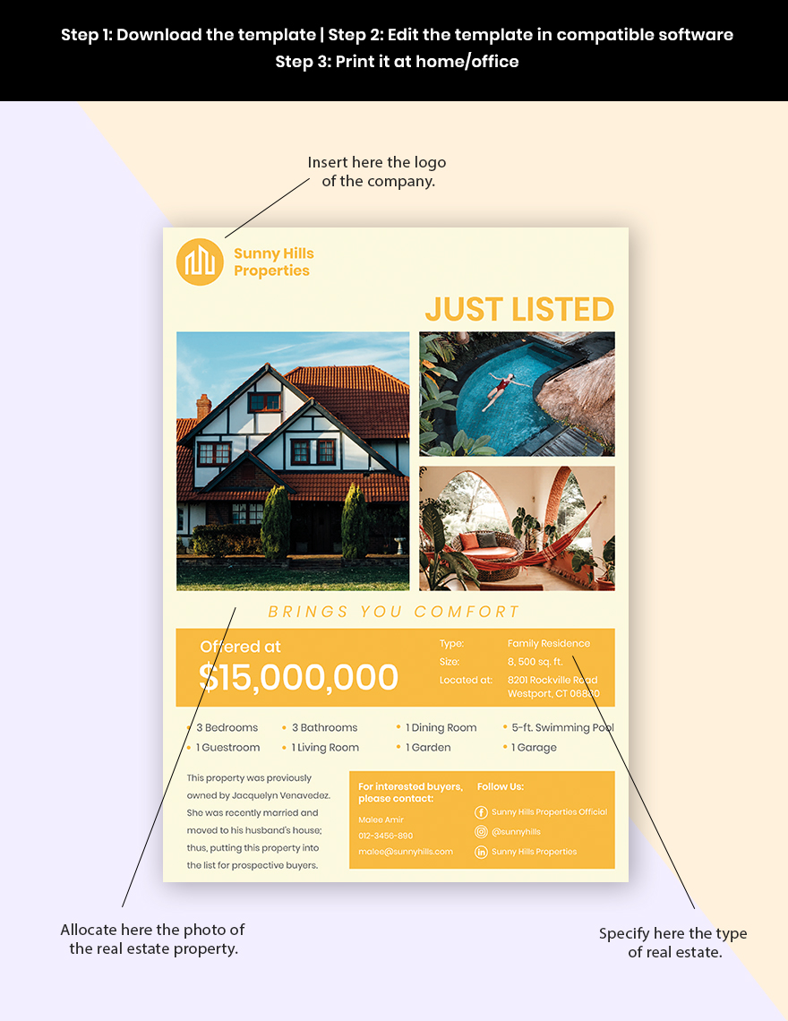 Real Estate Just Listed Flyer Template Download in Word, Illustrator, PSD, Apple Pages