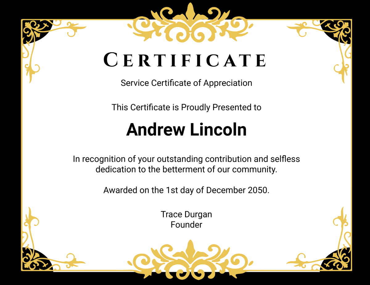 Free Community Service Certificate of Appreciation Template - Edit Online & Download