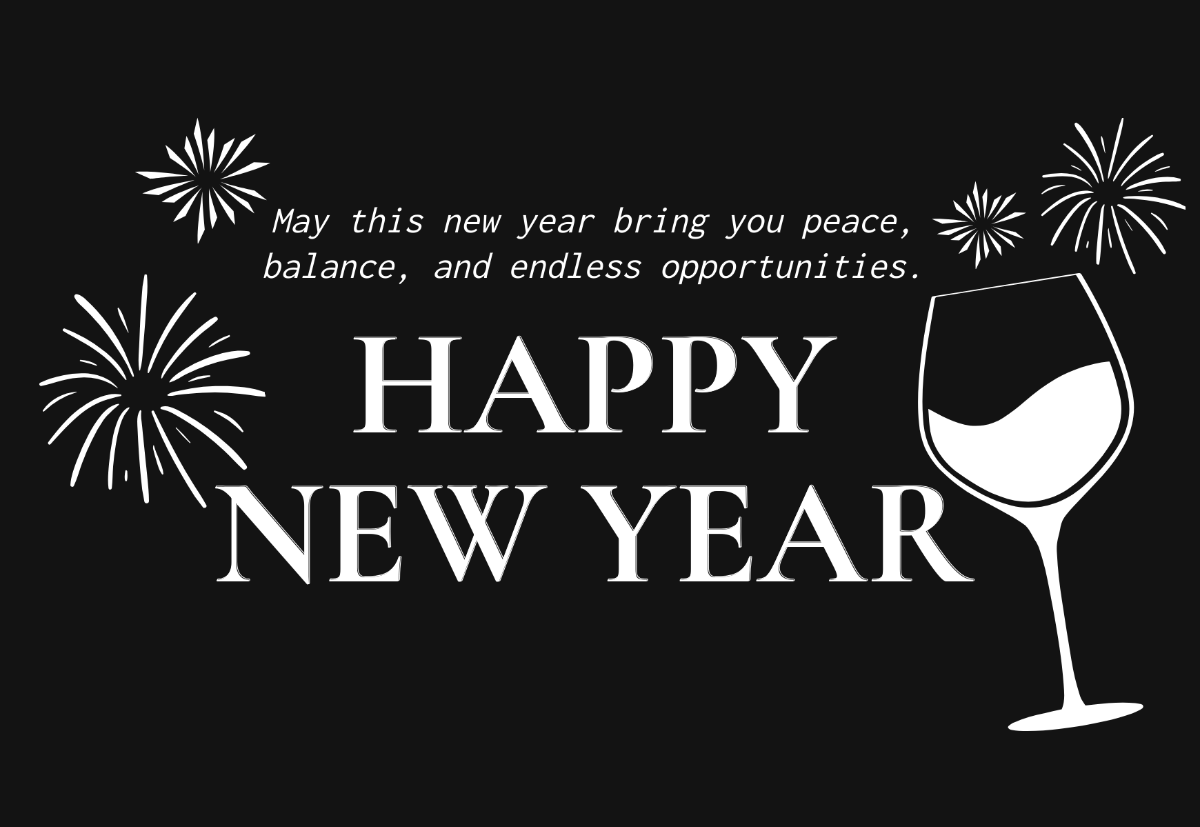 Free Black and White New Year Card Template - Edit Online & Download