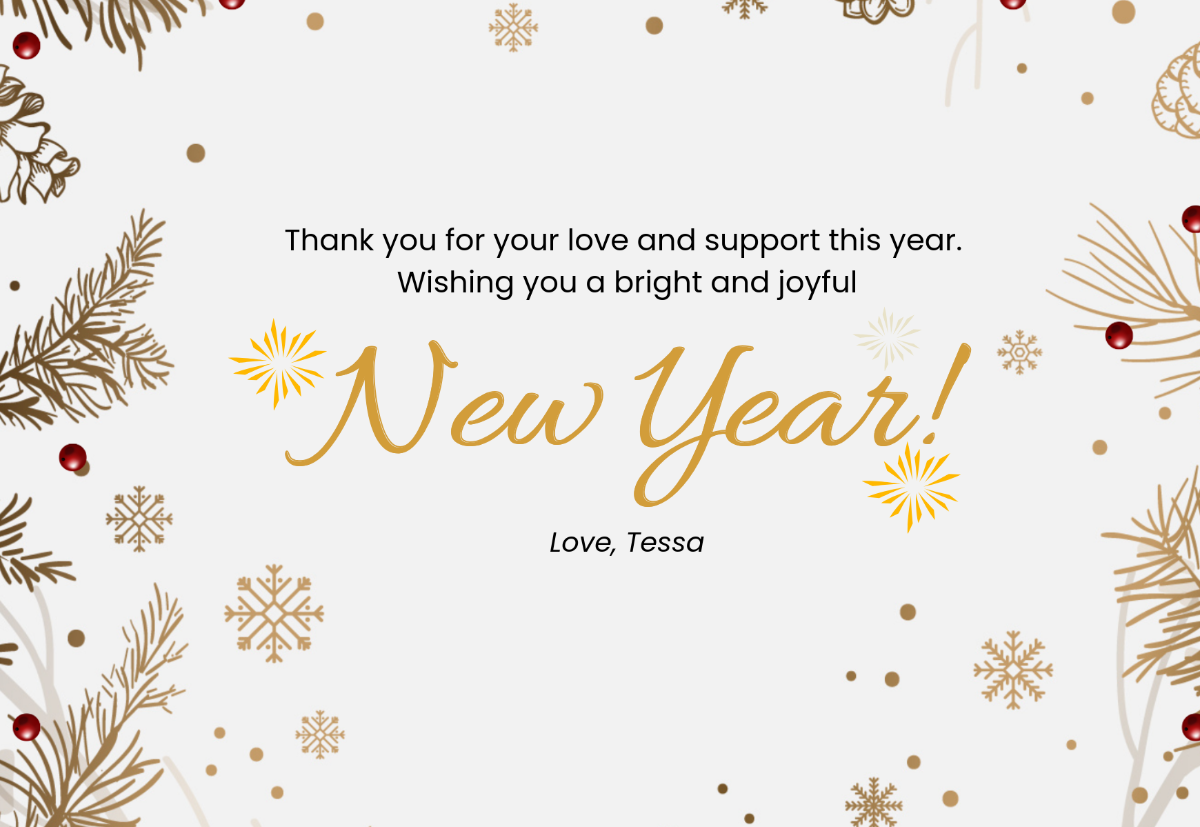 Free New Year Thank You Card Template - Edit Online & Download