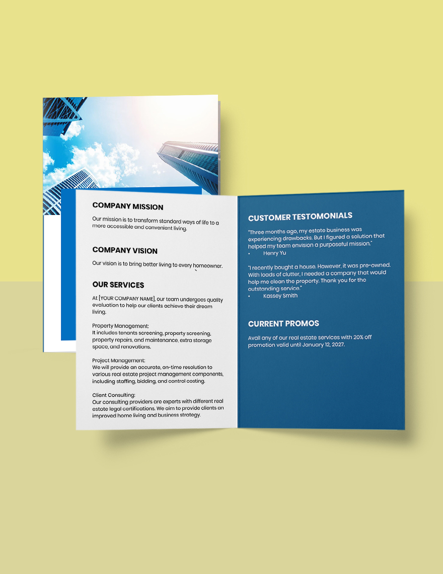 Bi-Fold Real Estate Services Brochure Template