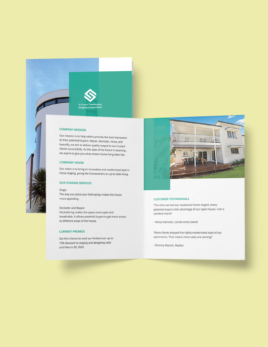 Bi-Fold House Staging Brochure Template