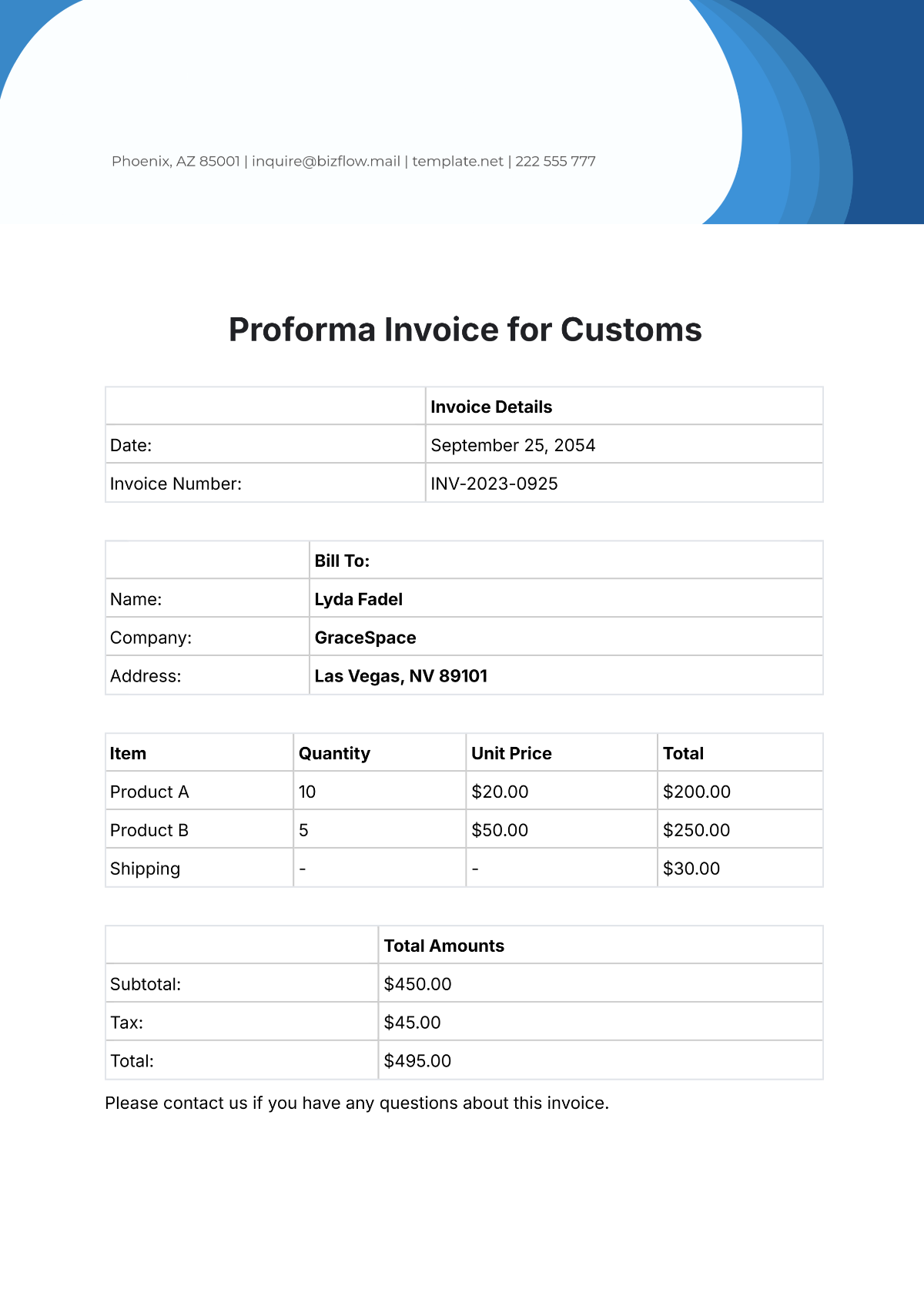 Proforma Invoice for Customs Template - Download | Template.net