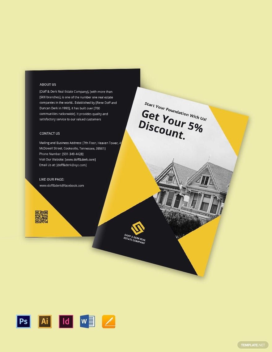 Bi-Fold Real Estate Home Hunting Brochure Template