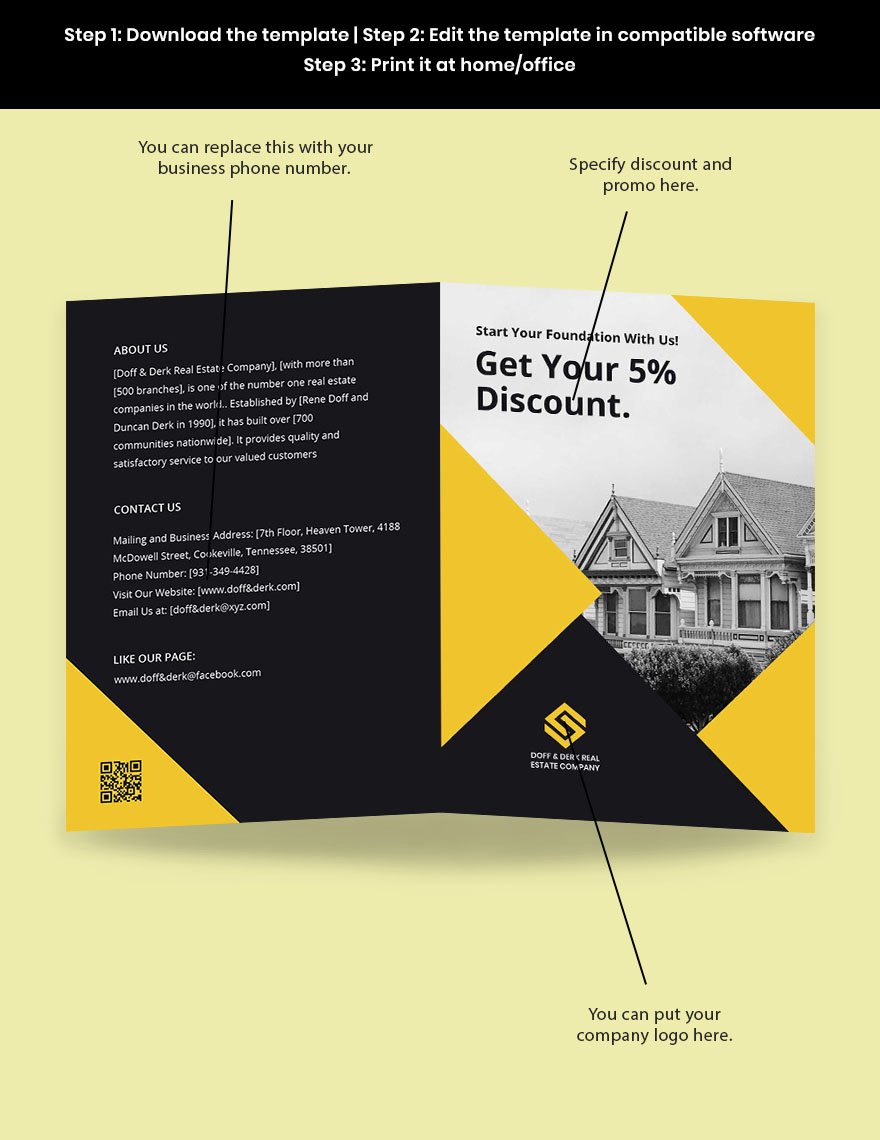 Bifold Real Estate Home Hunting Brochure Template Sample
