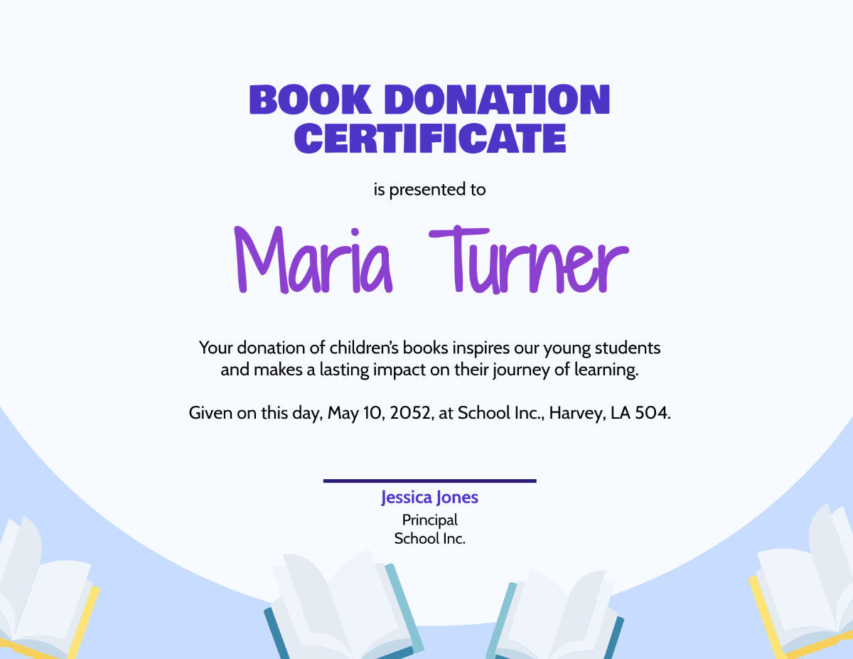 Book Donation Certificate Template - Edit Online & Download