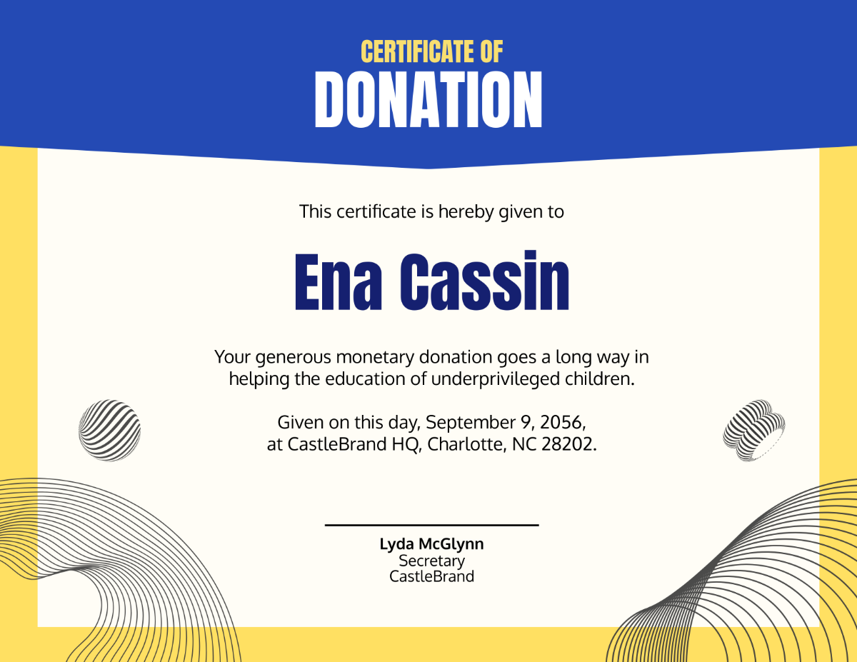 Modern Blank Donation Certificate Template - Edit Online & Download