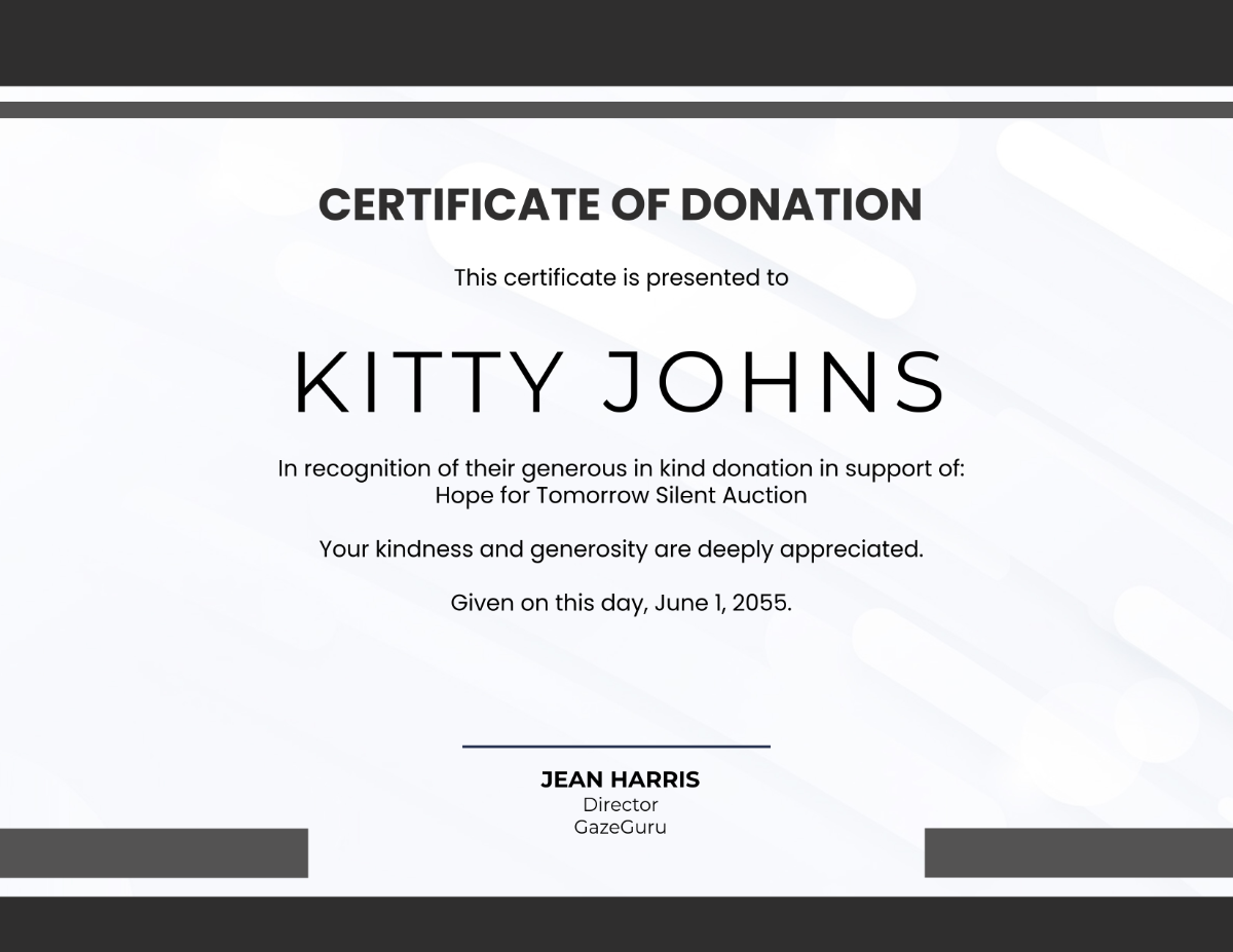 Donation Certificate for Silent Auction Template - Edit Online & Download