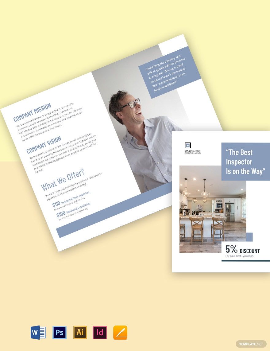 Bi-Fold Real Estate House Inspector Brochure Template