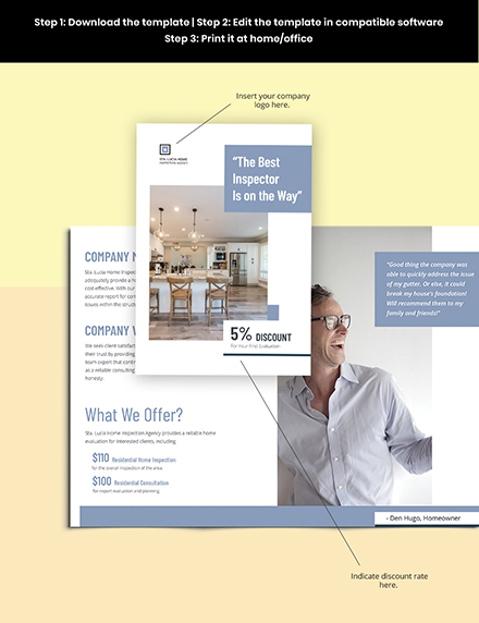Bifold Real Estate House Inspector Brochure editable