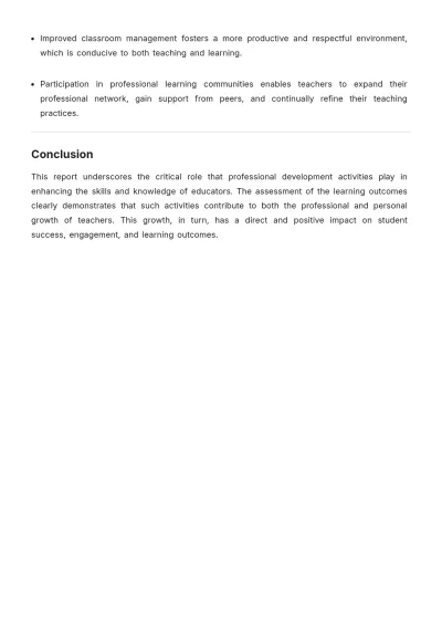 Free Teacher Professional Development Activity Report Template to Edit Online