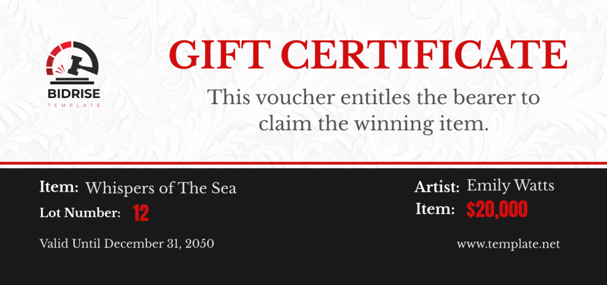 Free Auction Silent Auction Gift Certificate Template - Edit Online & Download