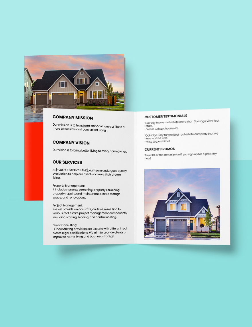 Bi-Fold Real Estate Sales Brochure Template