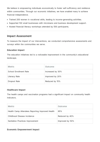 Free NGO Activity Report Template to Edit Online