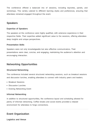 Free Conference Activity Report Template to Edit Online