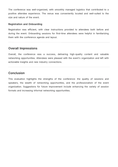 Free Conference Activity Report Template to Edit Online