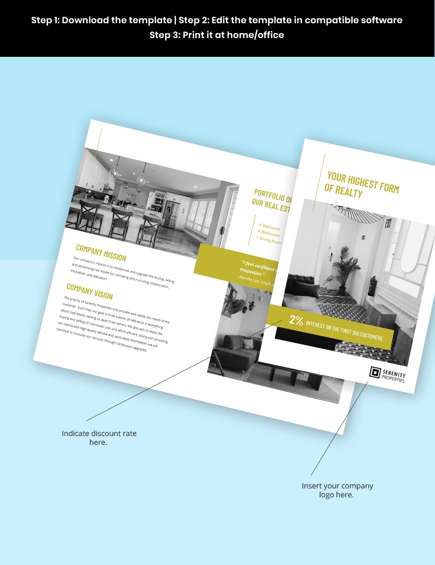 Bi-Fold Real Estate Portfolio Brochure Template