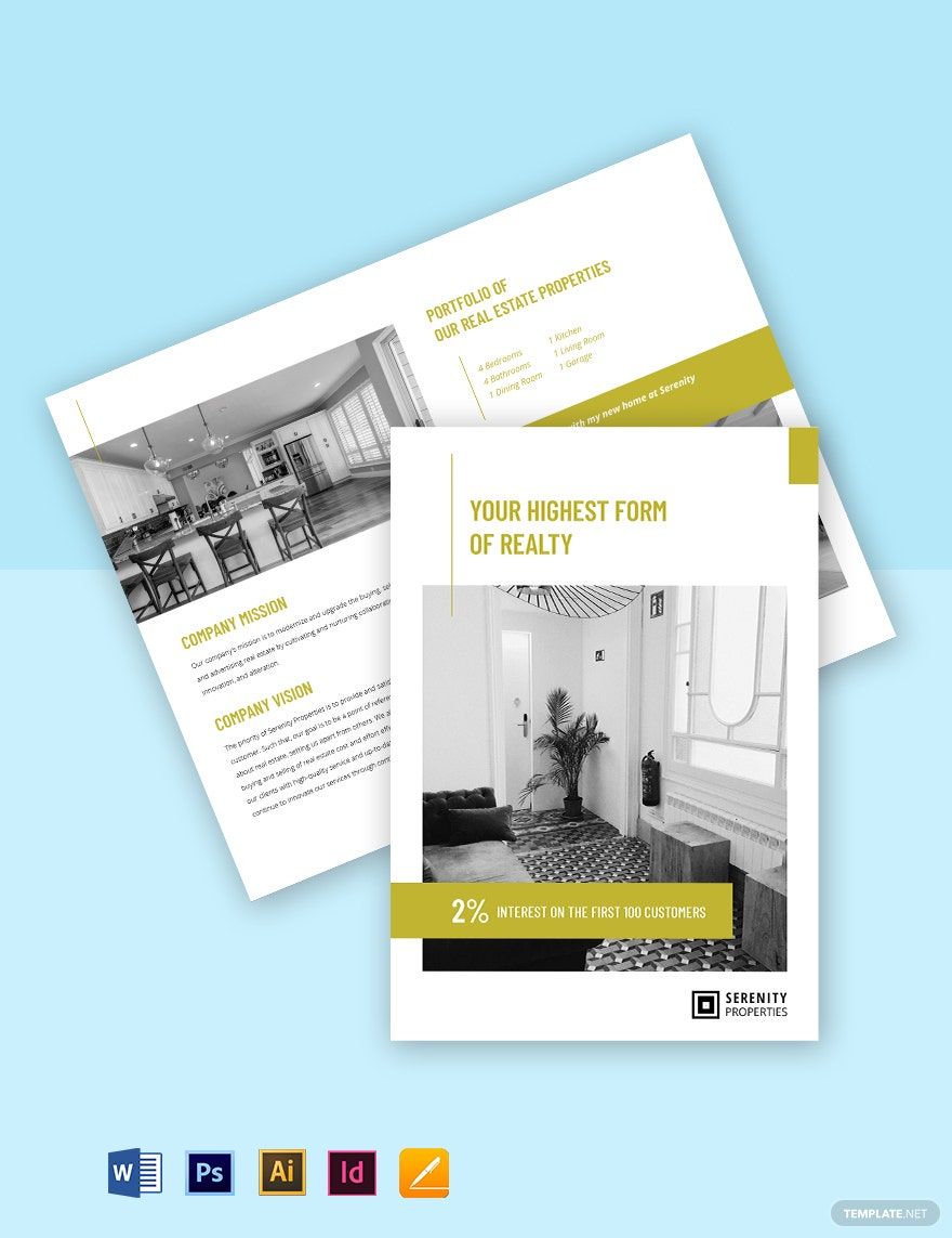 Bi-Fold Real Estate Portfolio Brochure Template
