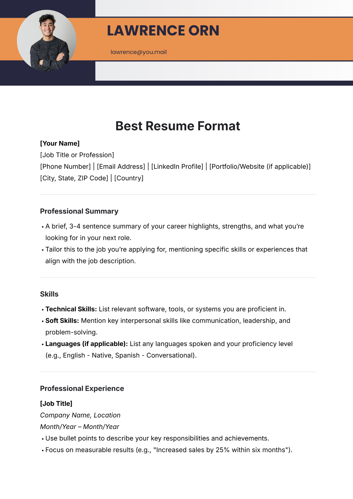 Best Resume Format Template - Edit Online & Download