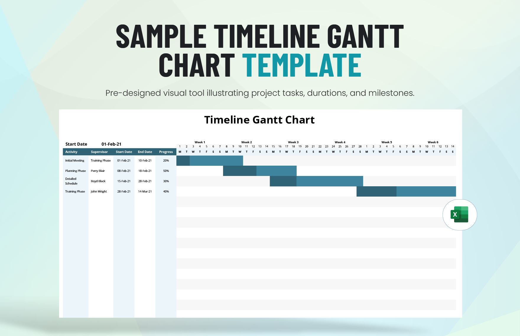 Free Sample Timeline Gantt Chart Template in Excel