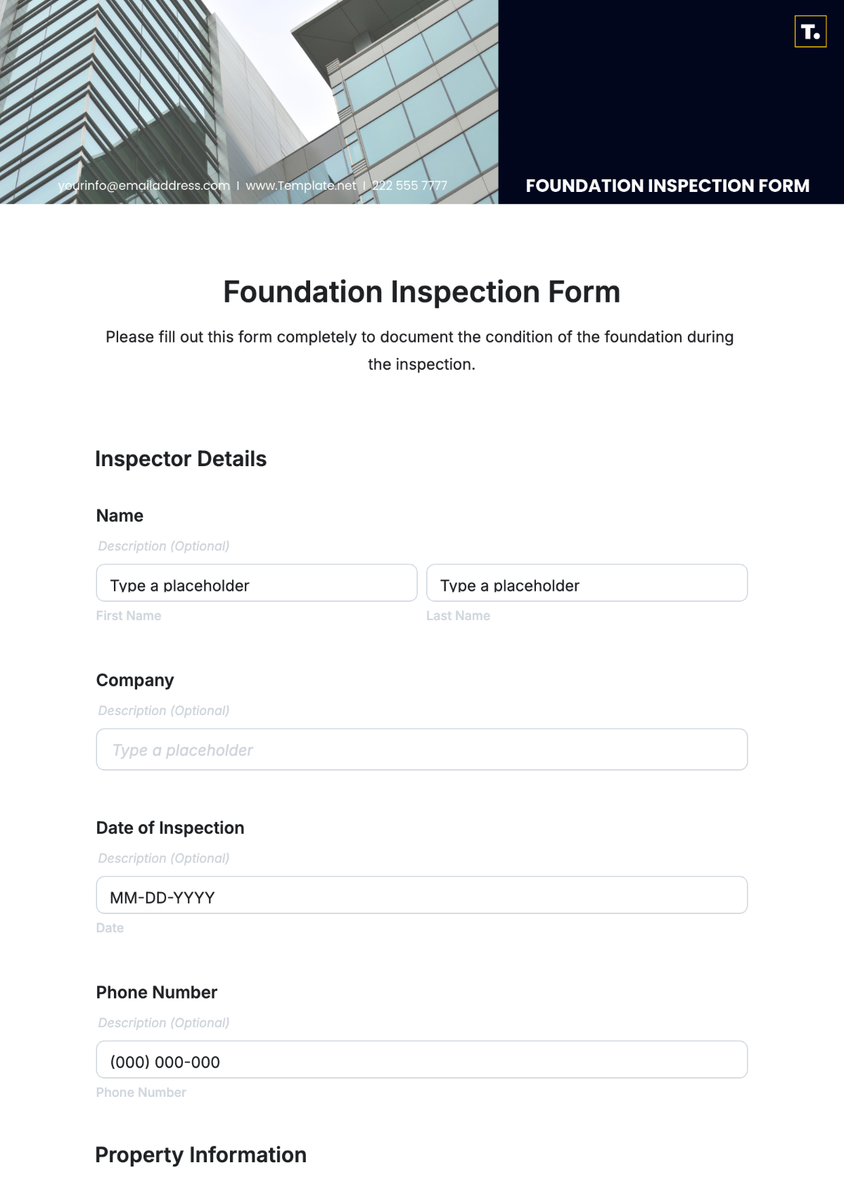 Foundation Inspection Form Template - Edit Online & Download