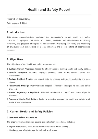 Free Healthy and Safety Report Template to Edit Online