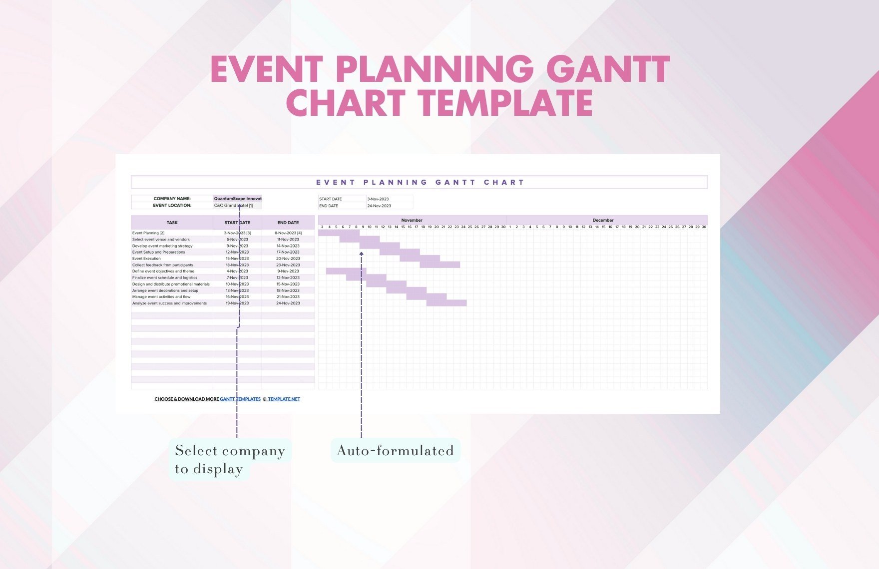 Event Planning Gantt Chart Template
