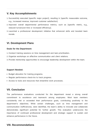 Free Employee Performance Evaluation Report Template to Edit Online