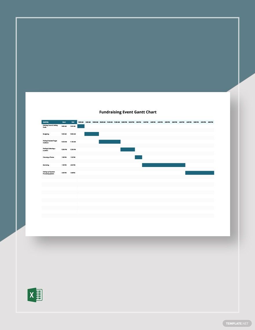 Fundraising Event Gantt Chart Template in Excel