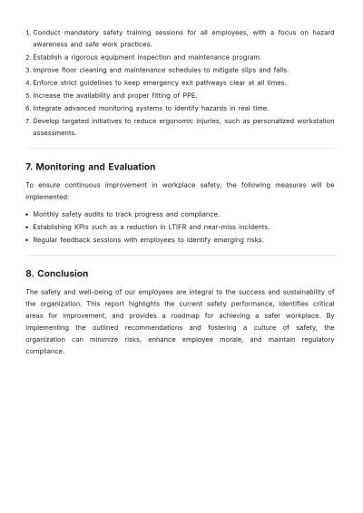 Free Sample Workplace Health and Safety Report Template to Edit Online