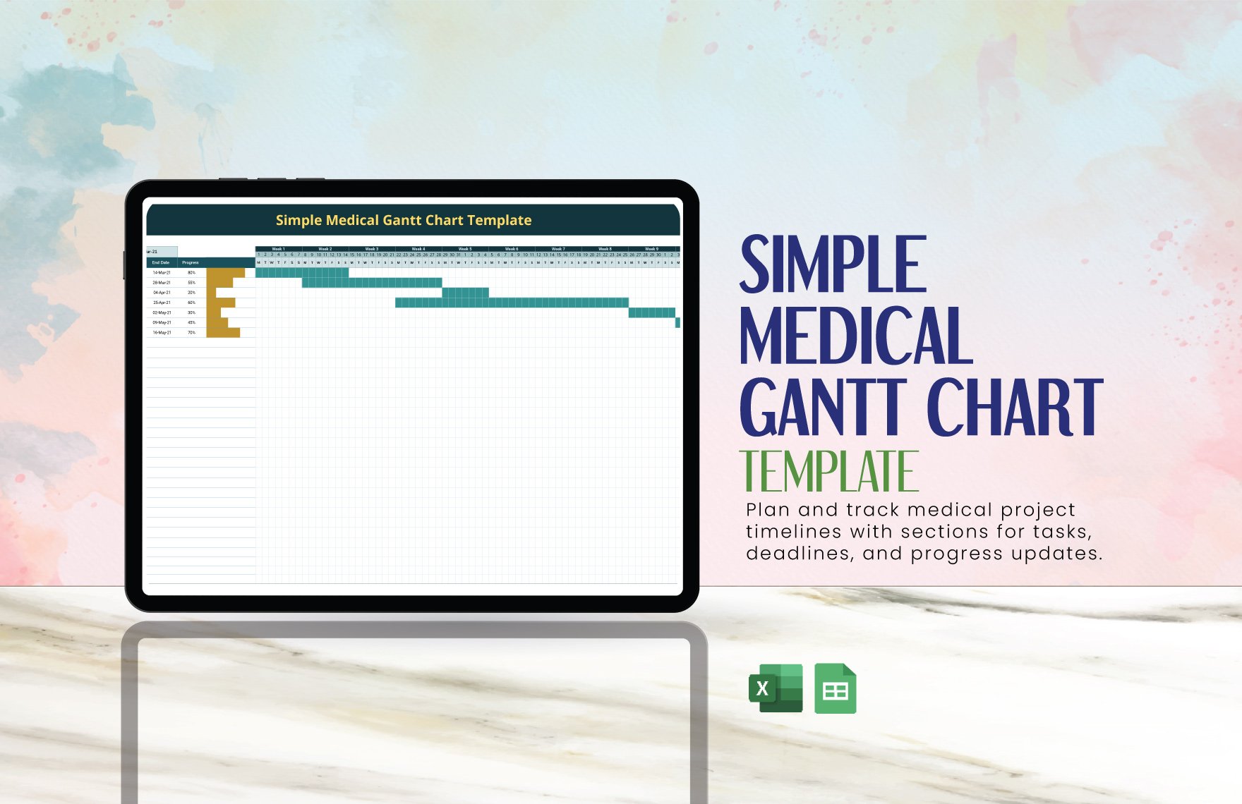 Free Simple Medical Gantt Chart Template in Excel, Google Sheets